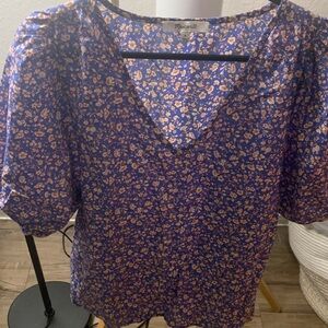 Blue Floral Women's Top